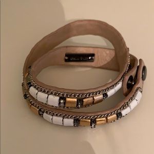 Stella and dot leather and bead wrap bracelet